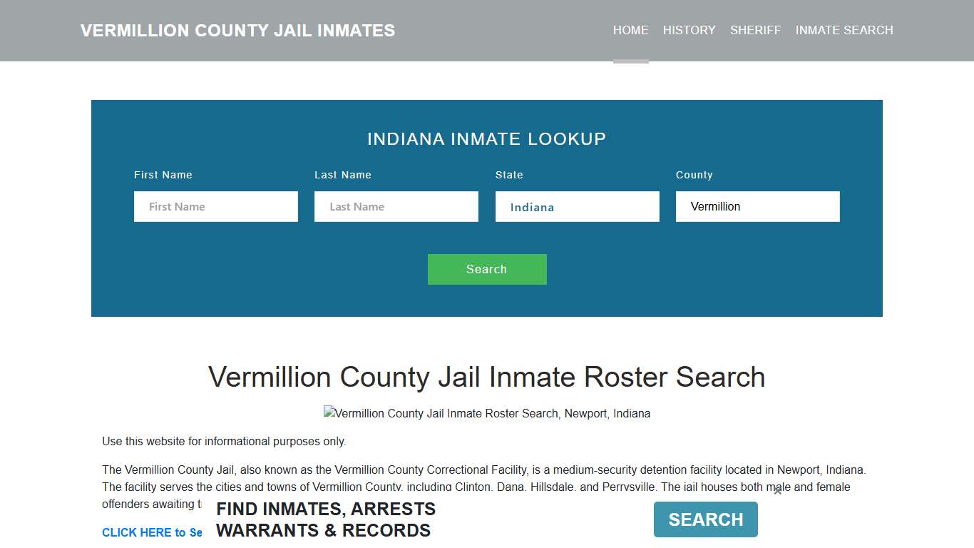 Vermillion County Jail Inmate Roster Lookup, Newport, IN